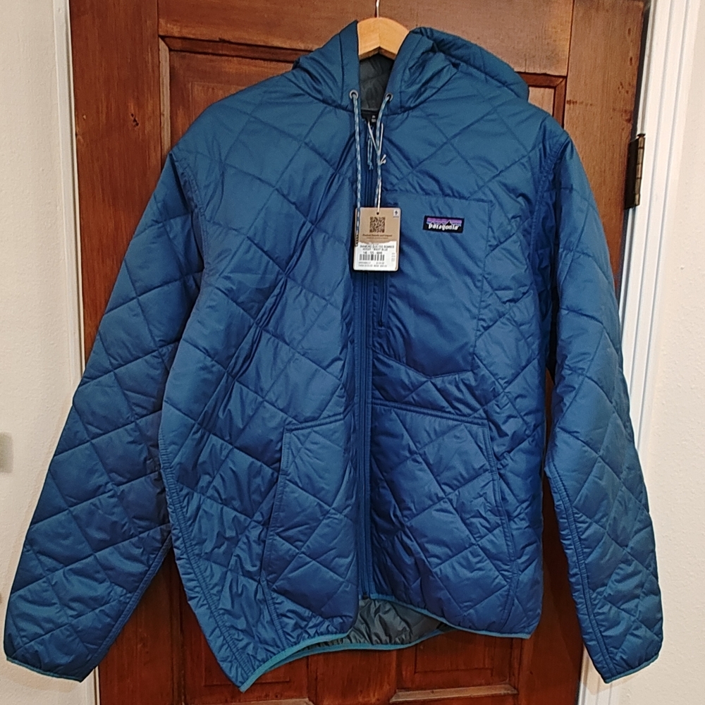 Patagonia Diamond Quilted Bomber Hoodie – Wavy Blue – Size XL – New with Tags